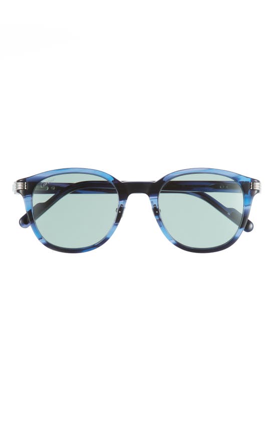 Shop Cartier 51mm Round Sunglasses In Havana Blue
