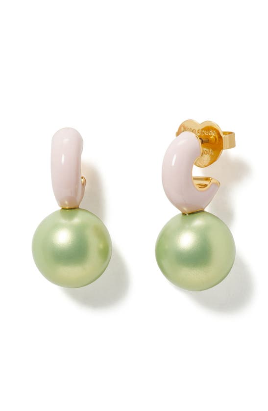 Shop Kate Spade Imitation Pearl Drop Earrings In Green Multi