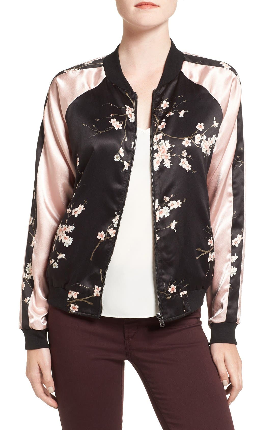 Chelsea28 Floral Satin Bomber Jacket Nordstrom