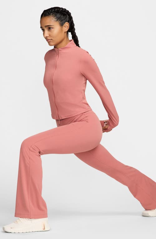 Shop Nike Zenvy Dri-fit Long-sleeve Full Zip Top In Canyon Pink/white