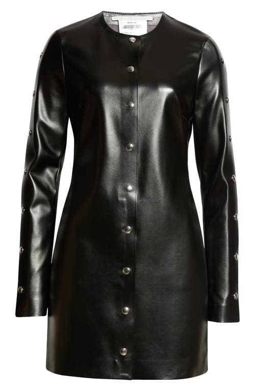 Shop Stella Mccartney Long Sleeve Studded Faux Leather Dress In 1000 - Black