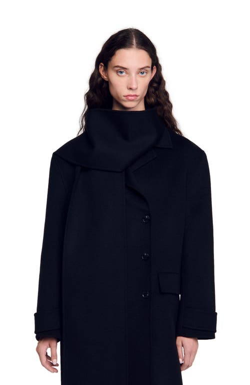 Shop Sandro Oversized Wool Coat In Black