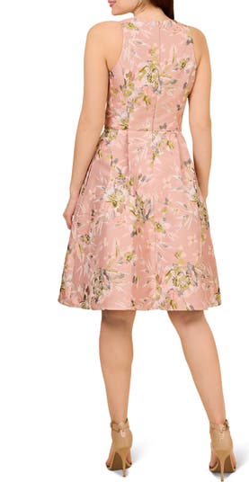 Adrianna Papell Metallic Floral Jacquard Fit Flare Dress Nordstrom