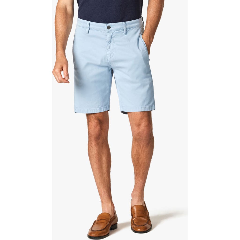 34 Heritage Nevada Flat Front Soft Touch Twill Shorts In Faded Denim Soft