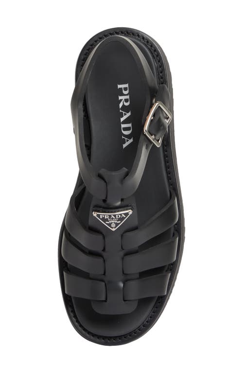Prada Vinyl Flatform Fisherman Sandals In Nero
