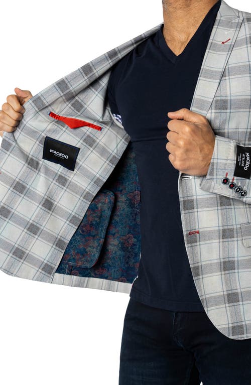 Maceoo Descartes Unconstructed Plaid Brooksy Sky Blue Blazer In Black