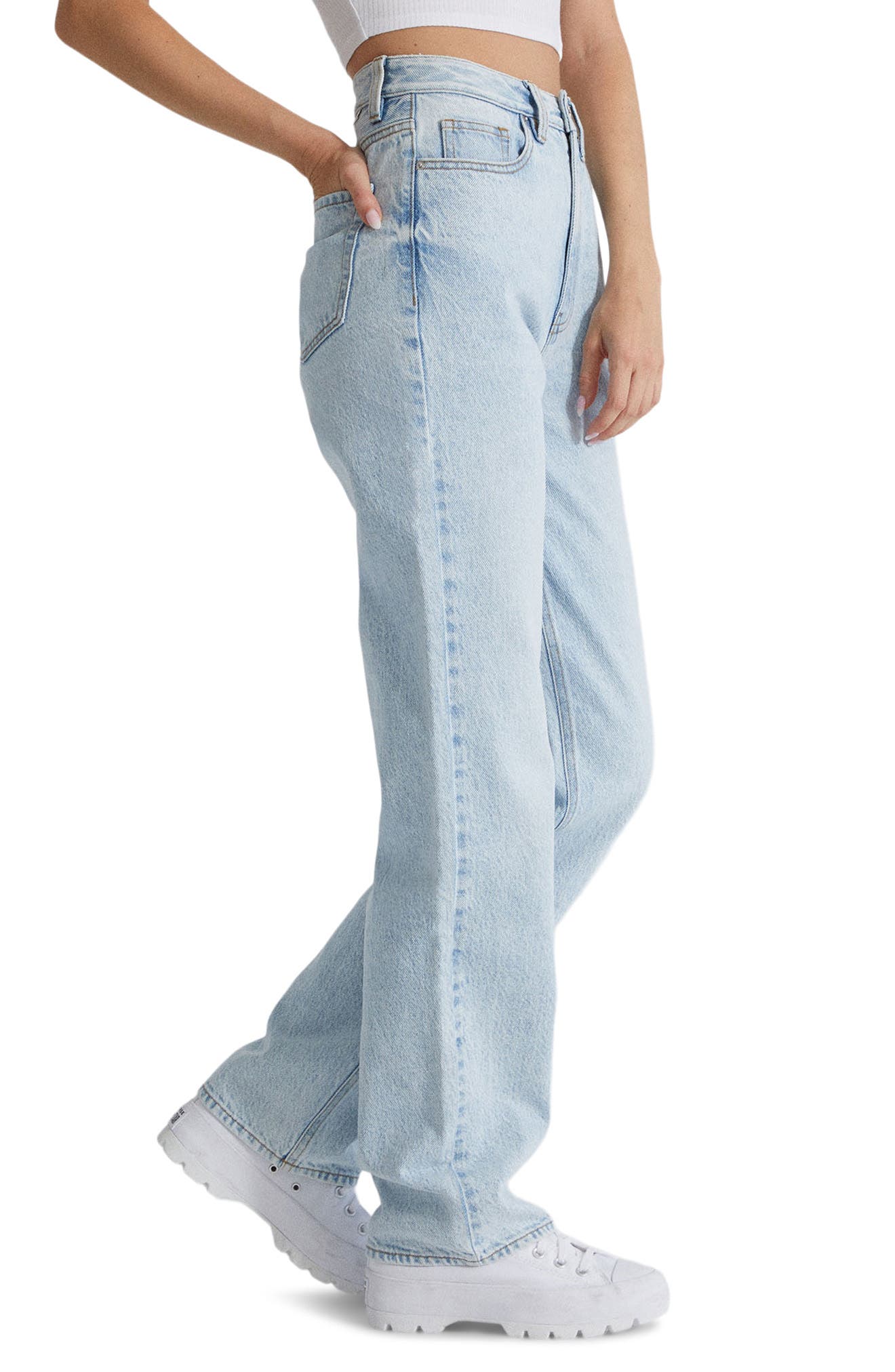 Pacsun '90s High Waist Boyfriend Jeans in Medium Indigo at Nordstrom, Size 26