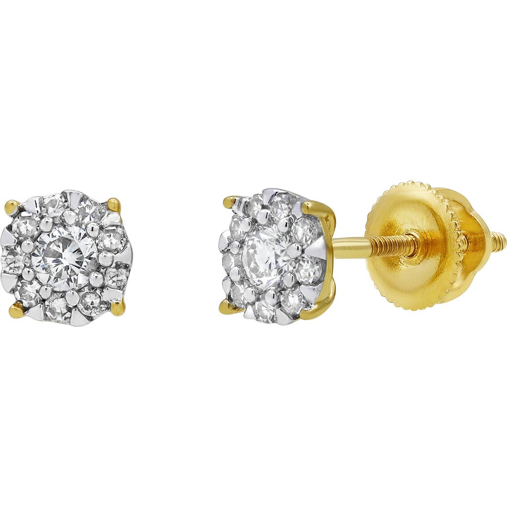 Luvmyjewelry Groove Garden 14k Yellow Gold Diamond Stud Earrings In 14k Yellow Gold