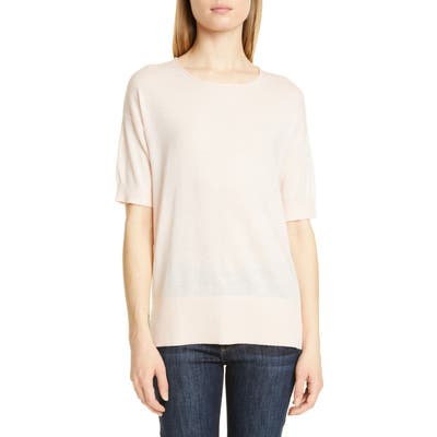 Nordstrom Signature Short Sleeve Cashmere & Linen Sweater, Pink