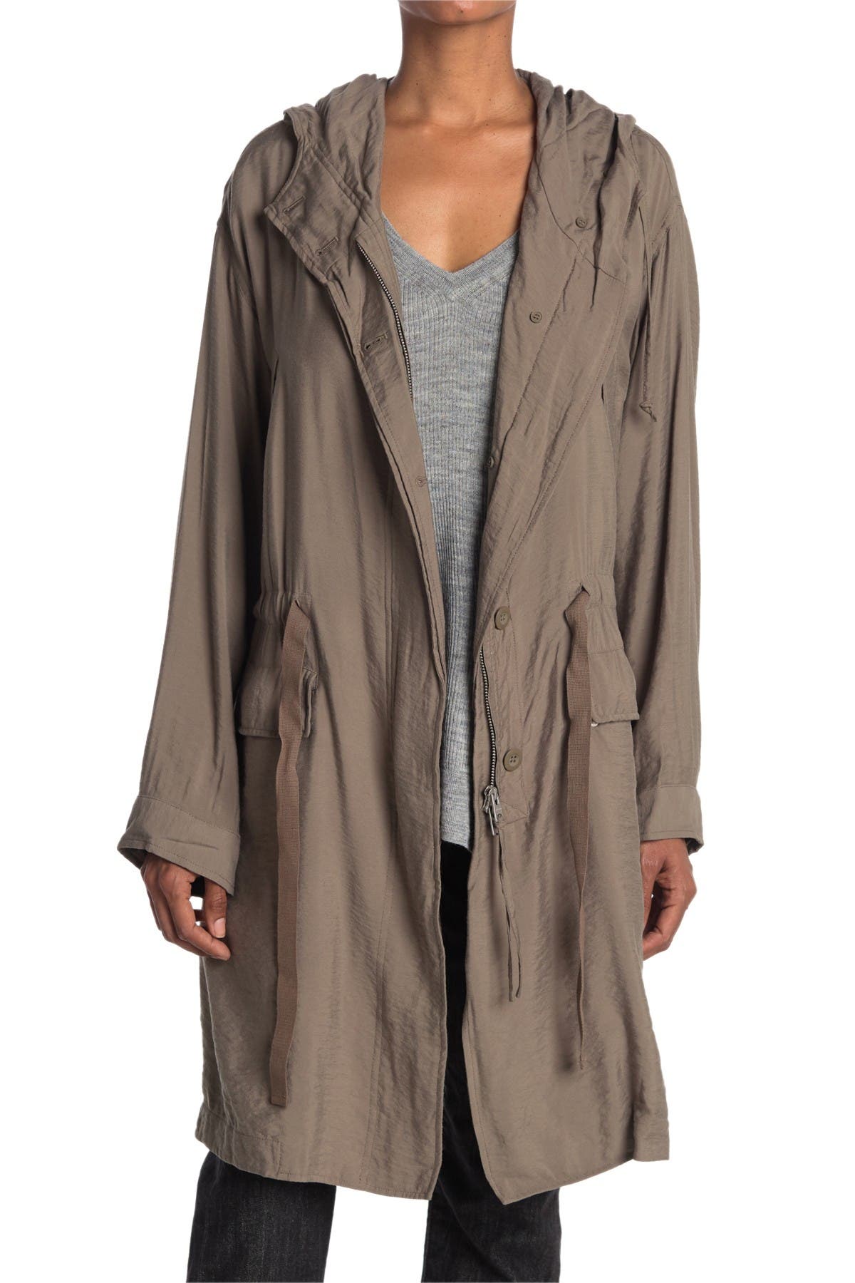 Allsaints Kinsley Hooded Parka In Fern Green | ModeSens