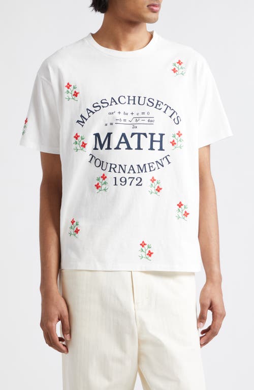 Tournament Embroidered Floral Graphic T-Shirt in Cream