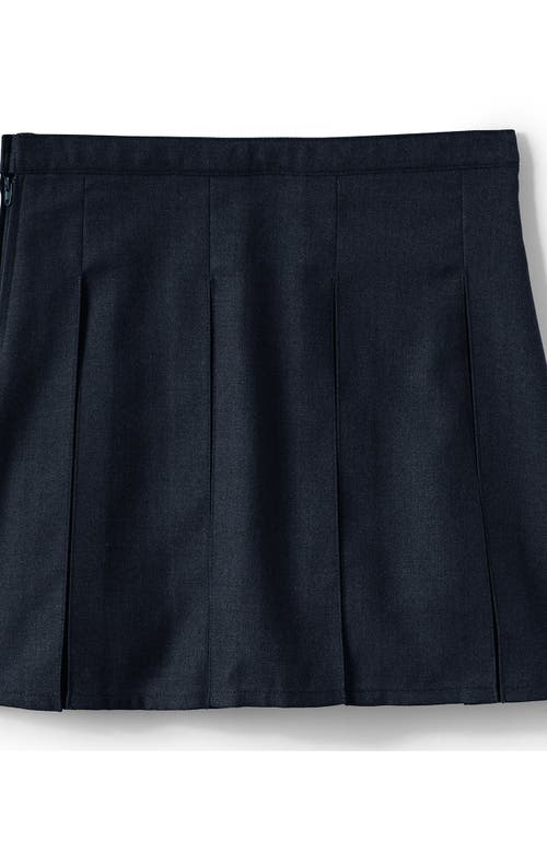 Shop Lands' End School Uniform Girls Solid Box Pleat Skirt Top Of Knee In Classic Navy