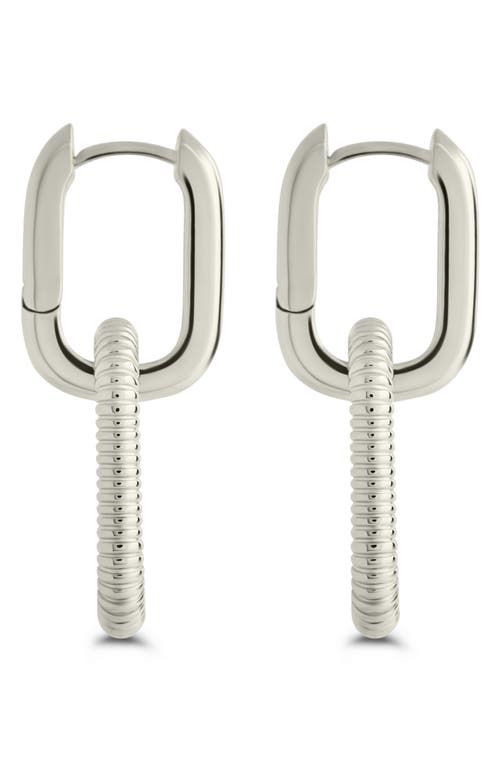 Sterling Forever Felicity Textured Chain Link Drop Earrings In Silver