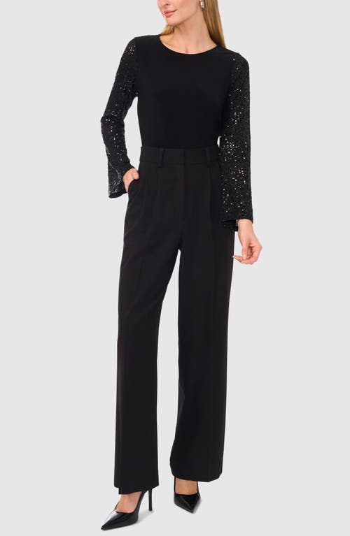 Shop Halogenr Halogen(r) Sequin Fluted Sleeve Top In Rich Black