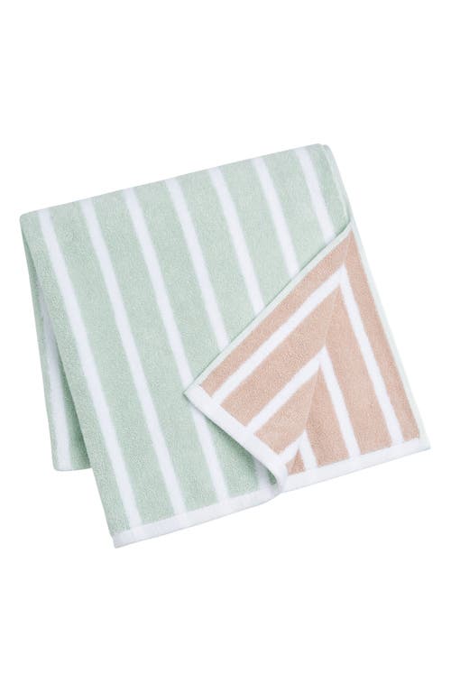 Shop Lucky Brand Reversible Stripe 6-piece Assorted Towels In Green/pink