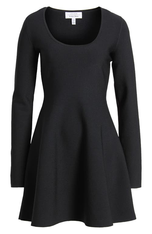 Shop & Other Stories Long Sleeve Fit & Flare Knit Minidress In Black Dark