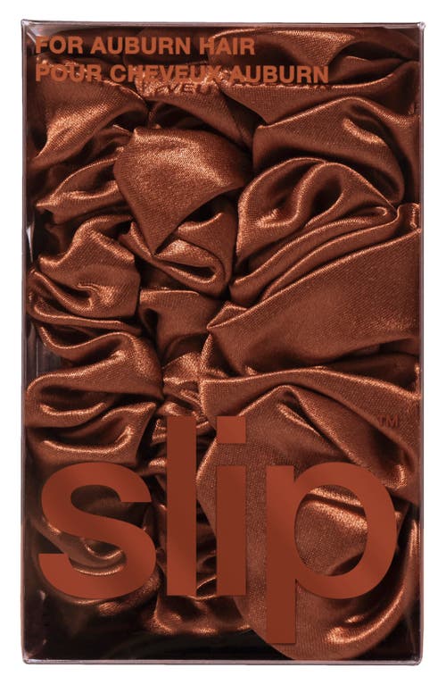Slip 3-pack Large & Small Silk Scrunchie Set In Auburn