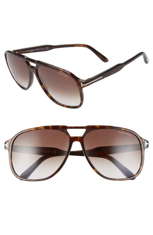 Tom Ford Raoul 62mm Gradient Navigator Sunglasses In Dark Havana/gradient Roviex