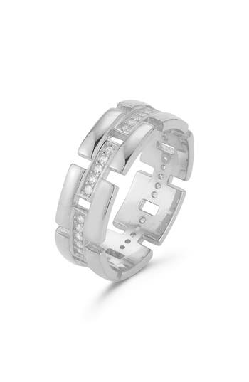 Shop Chloe & Madison Chloe And Madison Cubic Zirconia Link Ring In Silver