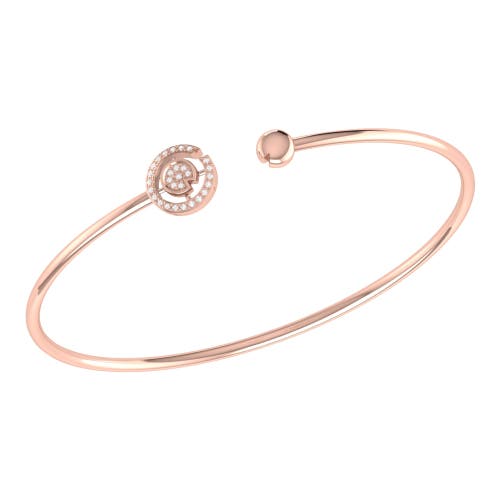 Shop Luvmyjewelry Pac Man City Sterling Silver Diamond Adjustable Cuff In 14kt Rose Gold Vermeil