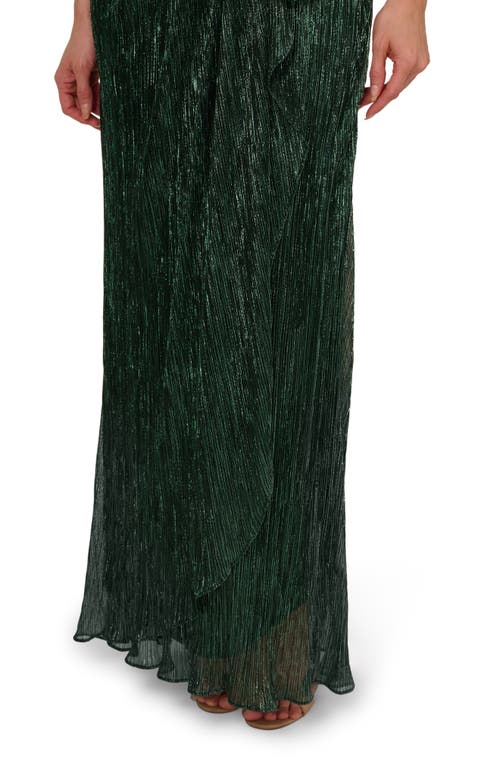 Shop Adrianna Papell One-shoulder Evening Gown In Green Pine