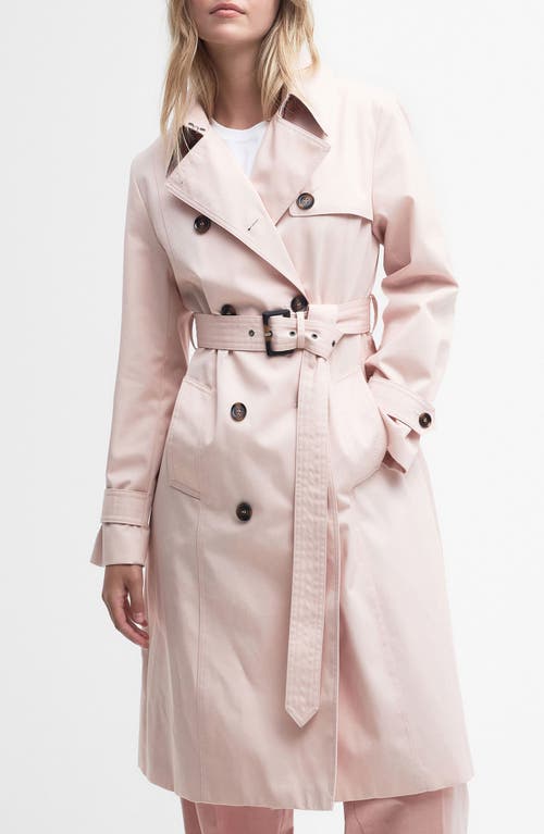 Greta Showerproof Belted Trench Coat in Primrose Pink Hessian