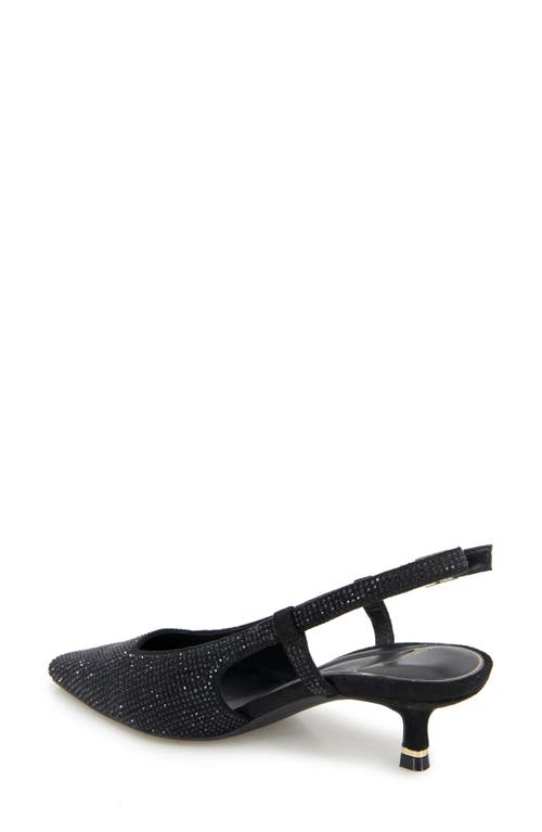Kenneth Cole Martha Crystals Slingback Kitten Heel Pump In Black/black Micro
