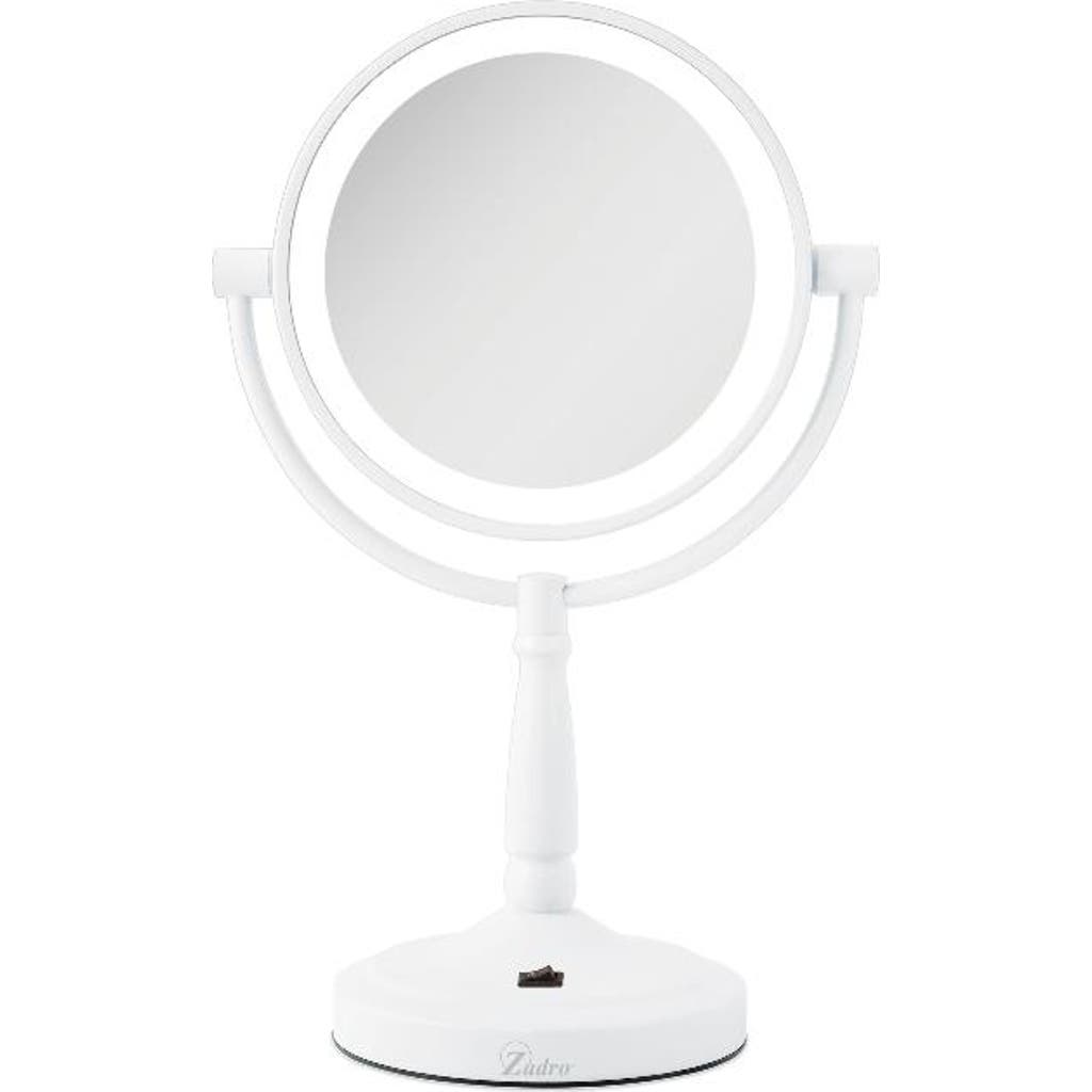 Zadro Lighted Makeup Mirror With 10x/1x Magnifications & Cordless In White