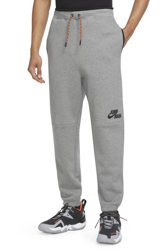 Nike Jordan Jumpman Fleece Sweatpants In Carbon Heather/ Black