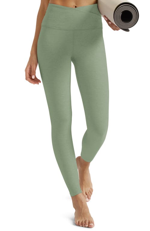 Shop Beyond Yoga At Your Leisure Space Dye High Waist Midi Leggings In Minty Slate Heather