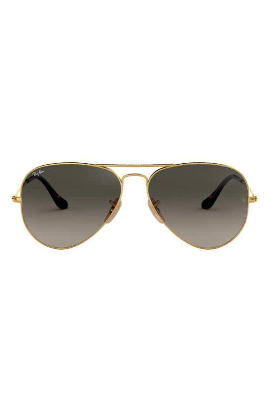 Ray Ban 58mm Aviator Sunglasses In Grey/ Gold Mirror
