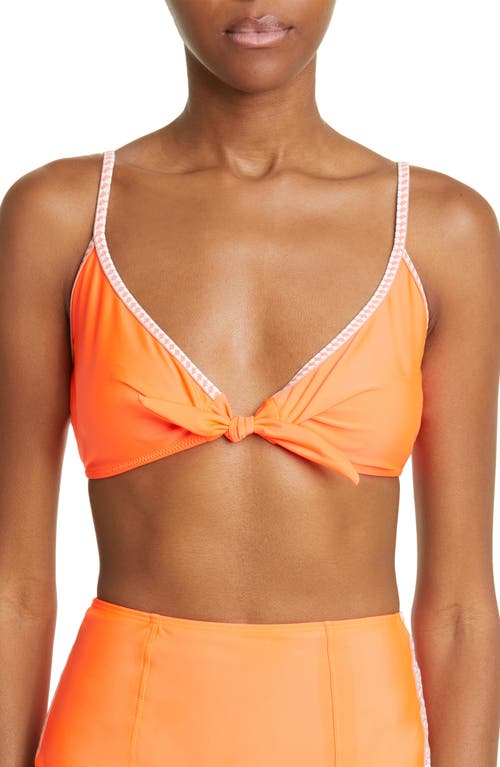 lemlem Lena Tie Front Bikini Top in Neon Orange