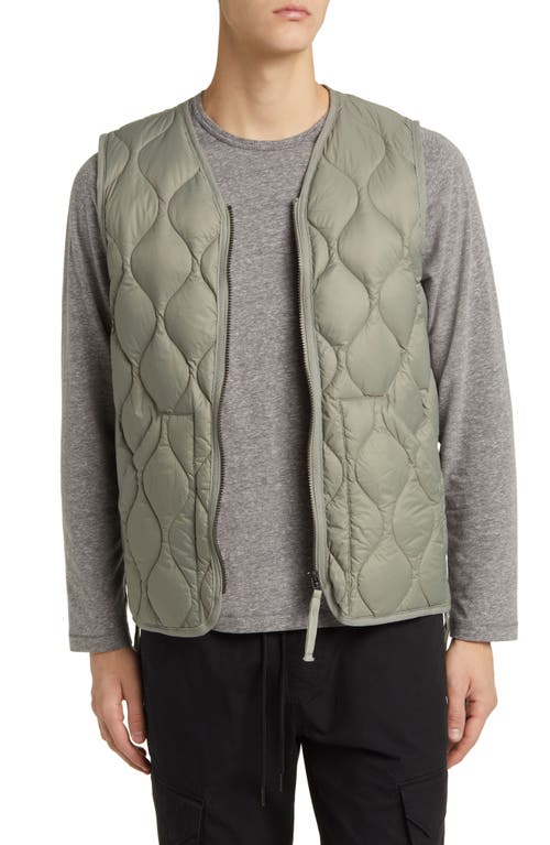 Military Quilted Packable Water Resistant 800 Fill Power Down Vest in Dark Sage Green