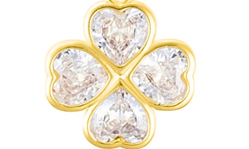 Adornia 14k Gold Plated Adjustable Clear Crystal Heart Clover Necklace In Gold