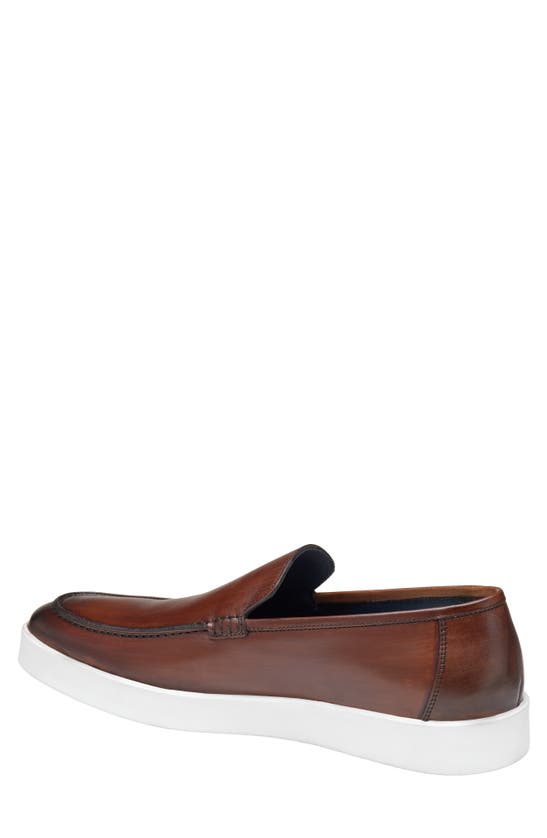 Shop Johnston & Murphy Collection Bolivar Moc Toe Slip-on Sneaker In Brown Italian Calfskin