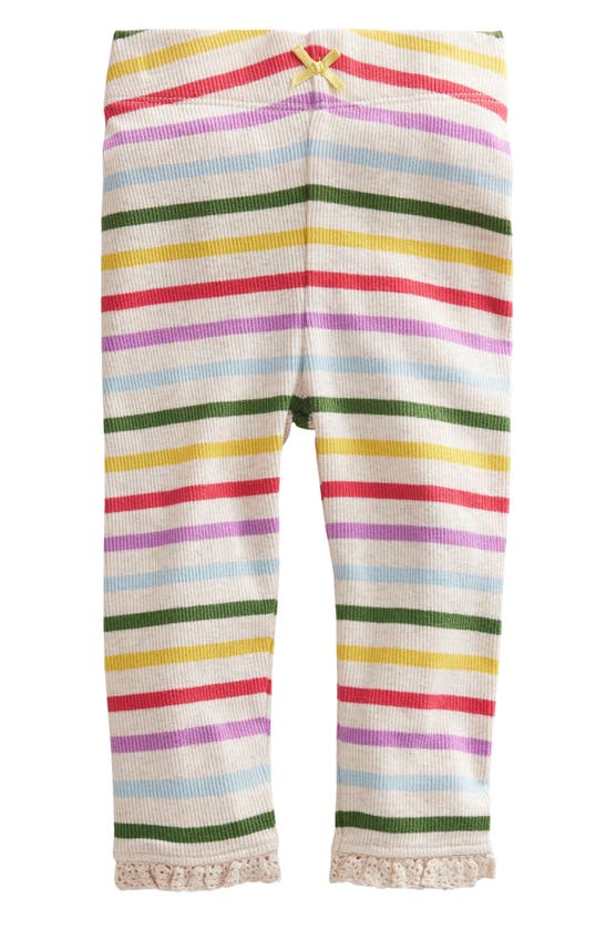 Mini Boden Babies' Stripe Rib Stretch Cotton Leggings In Rainbow Stripe