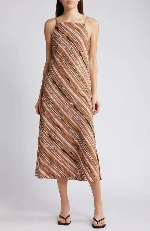 Gaia Flavia Textured Stripe Sundress in Mocha Mous