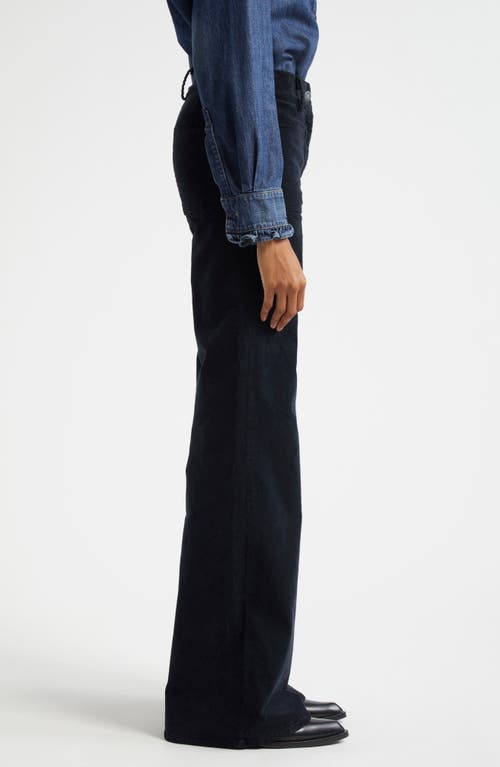 Shop Nili Lotan Florence Corduroy Flare Leg Pants In Midnight