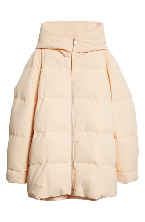 Jil Sander Quilted Recycled Down Jacket With Hood In English Rose