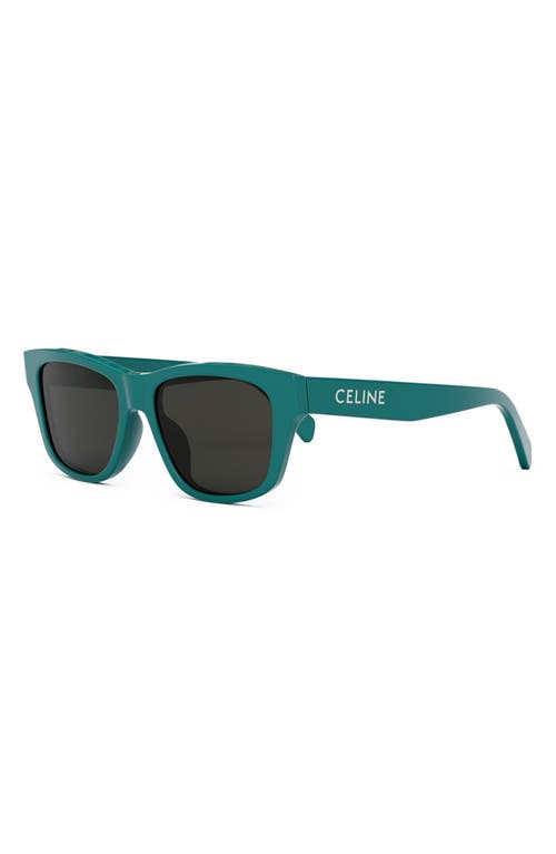 Shop Celine Monochroms 55mm Square Sunglasses In Shiny Turquoise/smoke