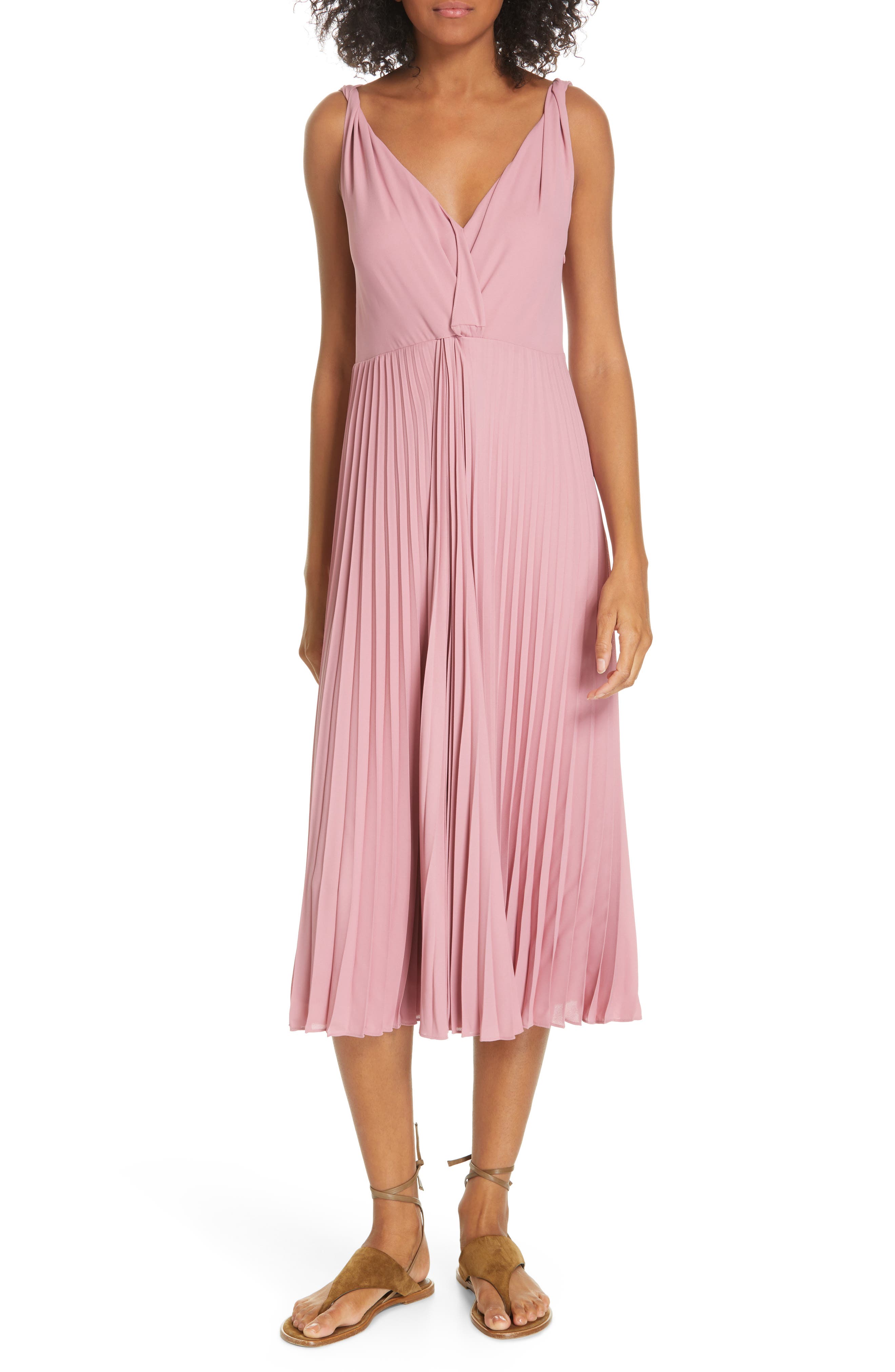 vince pleated midi dress
