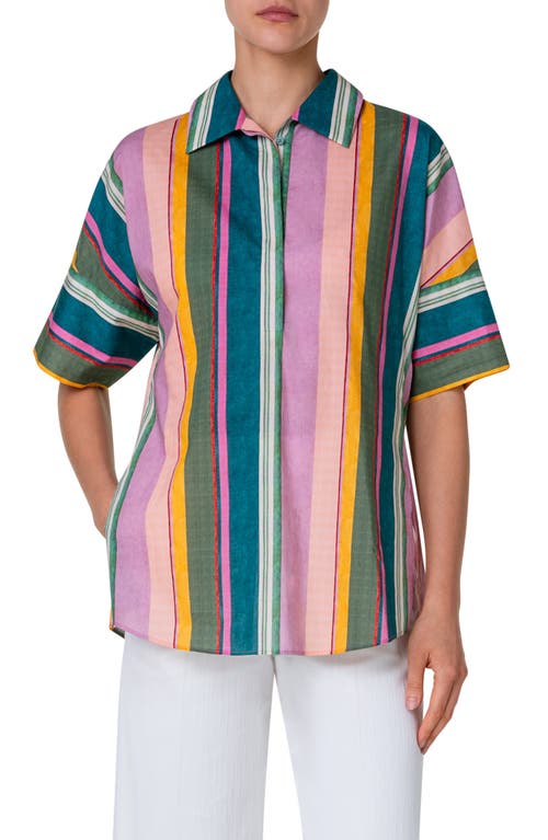 Akris punto Stripe Dolman Sleeve Shirt Sun-Multicolor at Nordstrom,