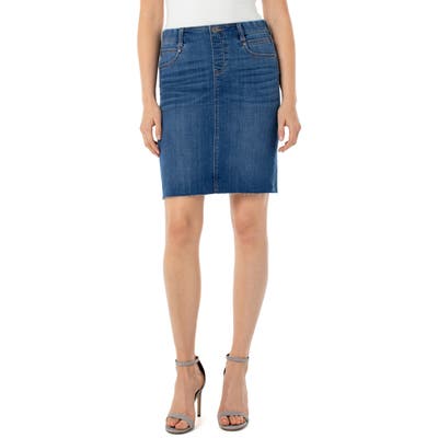 Liverpool Gia Pull-On Denim Pencil Skirt, Blue