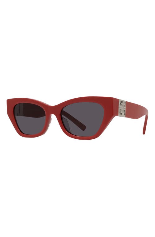 Shop Givenchy 4g 55mm Cat Eye Sunglasses In Shiny Red/smoke