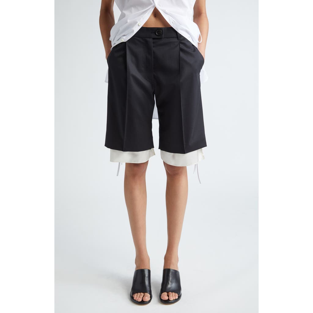 Peter Do Peekaboo Lining Tailored Stretch Wool Shorts In Black/ivory