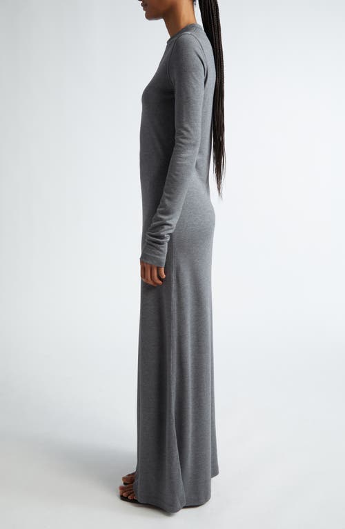 Shop Totême Toteme Long Sleeve Jersey Maxi Dress In Grey Melange