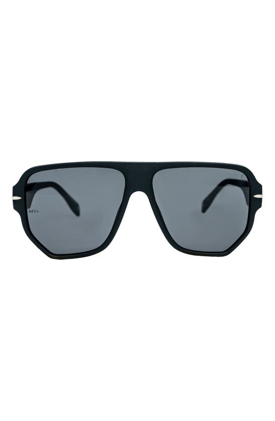 Shop Mita Sustainable Eyewear 58mm Navigator Sunglasses In Matte Black/ Matte Black