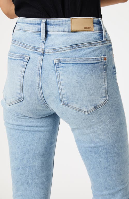 Mavi Jeans Anika High Waist Fray Hem Crop Flare Jeans In Light Flex Blue