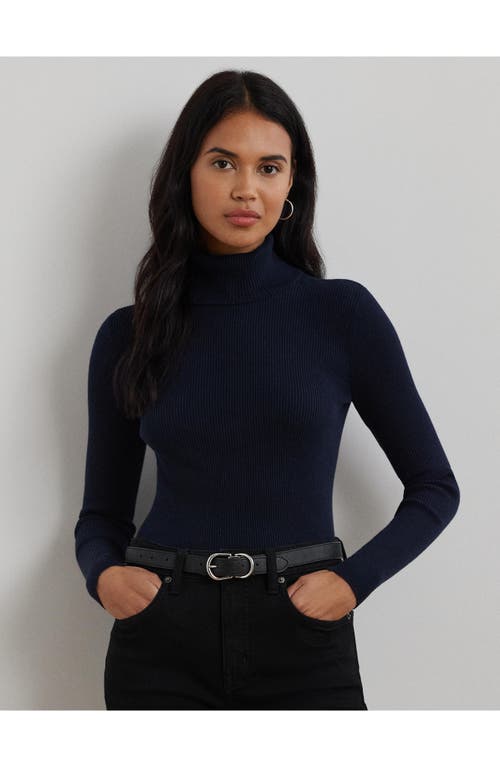 Ralph Lauren Lauren Ribbed Turtleneck Sweater In Lauren Navy