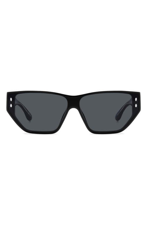 Shop Isabel Marant 66mm Oversize Angular Sunglasses In Black/grey